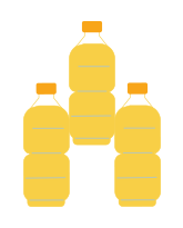 Plné PET lahve určené k třídění oleje.